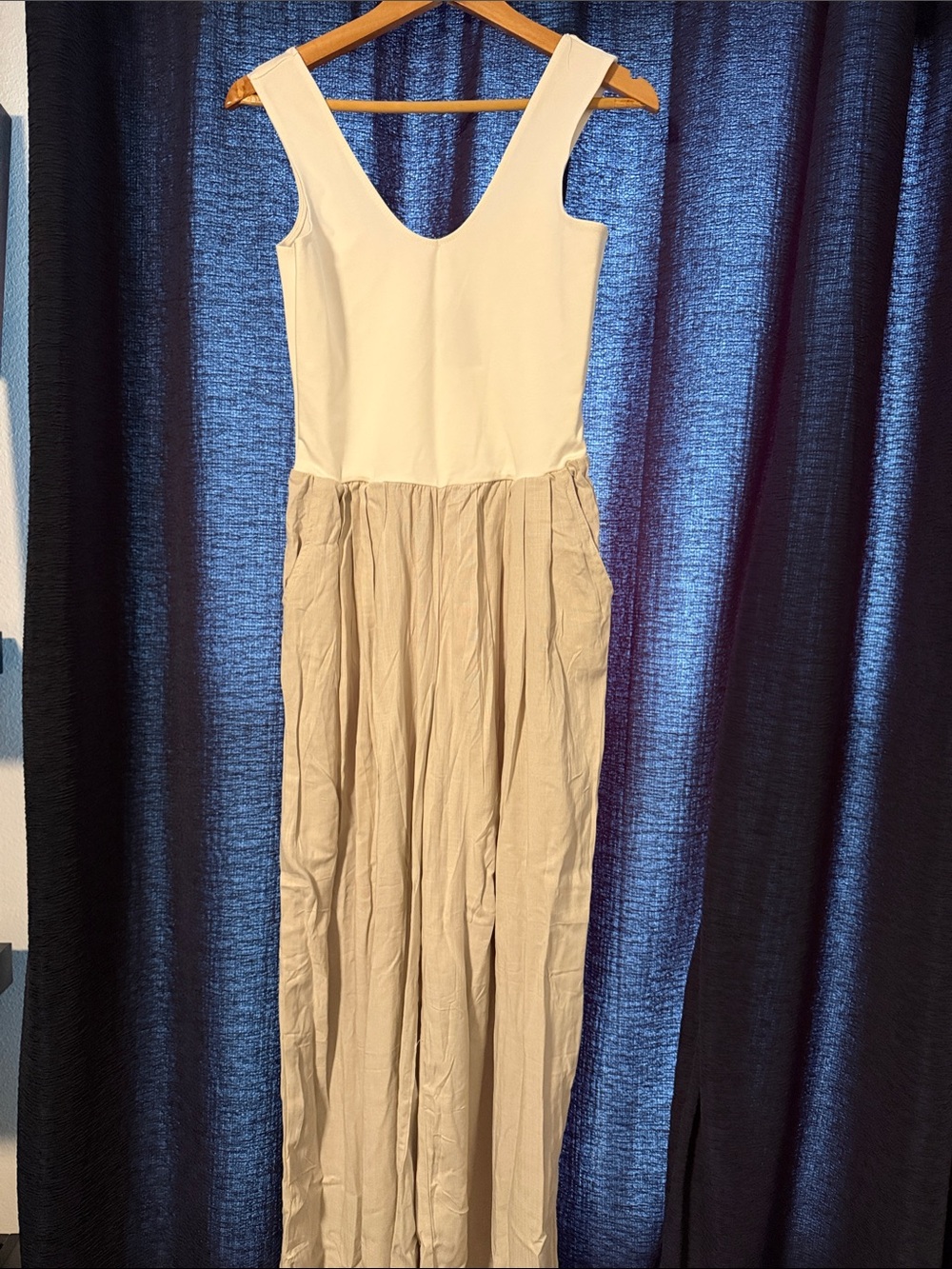 Beige & Cream Sleeveless Jumpsuit